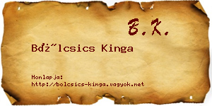 Bölcsics Kinga névjegykártya
